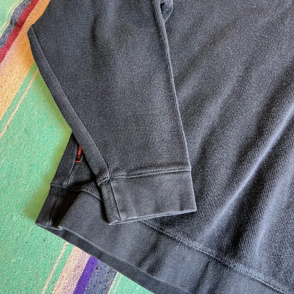Wolverine Quarter Zip Pullover Mens Large Black Ribbed Cotton Knit Sweater